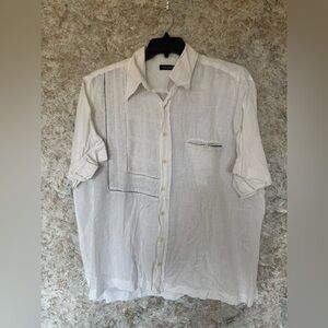 Canivro White Linen Button Down Shirt